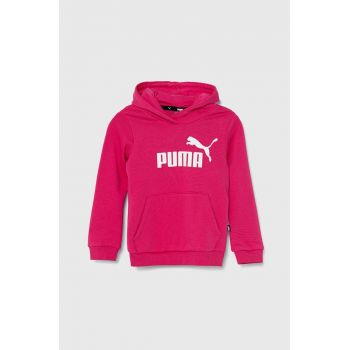 Puma bluza copii ESS Logo TR G culoarea roz, cu glugă, modelator