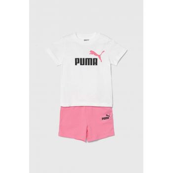 Puma set de bumbac pentru bebelusi Minicats & Shorts Set culoarea roz