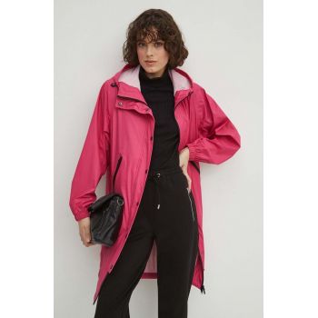Medicine palton de ploaie femei, culoarea roz, de tranzitie, oversize de firma original