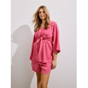 Reserved - Kimono din muselină - roz-aprins