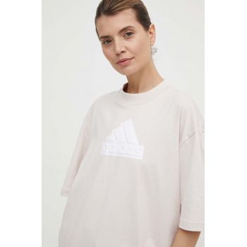 adidas tricou din bumbac femei, culoarea bej, IS3896