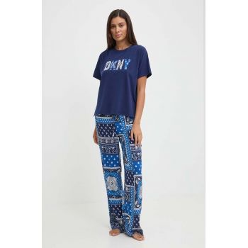 Dkny pijama femei, culoarea albastru marin, YI90015