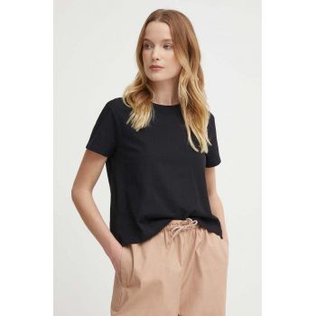 Sisley tricou din bumbac femei, culoarea negru