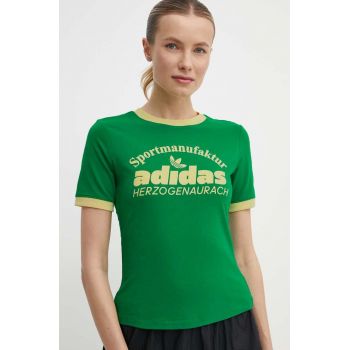 adidas Originals tricou femei, culoarea verde, IR6084