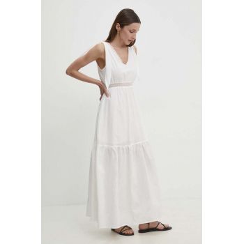 Answear Lab rochie din bumbac culoarea alb, maxi, evazati