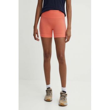 Icebreaker pantaloni scurti sport 260 ZoneKnit Merino Blend Seamless femei, culoarea portocaliu, neted, high waist, IB0A56XOB751