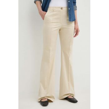 MAX&Co. pantaloni femei, culoarea bej, evazați, high waist, 2416131034200 2416130000000
