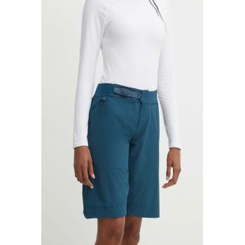 Picture pantaloni scurți outdoor Vellir culoarea turcoaz, neted, medium waist, WSH082