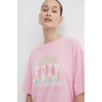 Roxy tricou din bumbac femei, culoarea roz, ERJZT05692