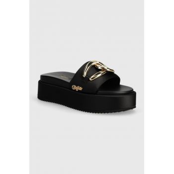 Buffalo papuci Noa Slide Chain femei, culoarea negru, cu platforma, 1602234.BLK