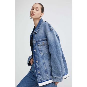 Hugo Blue geaca jeans femei, de tranzitie, oversize, 50513705