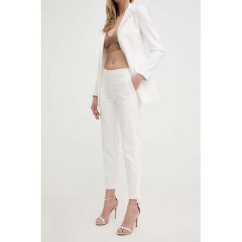 Morgan pantaloni PATY.F femei, culoarea alb, drept, medium waist, PATY.F
