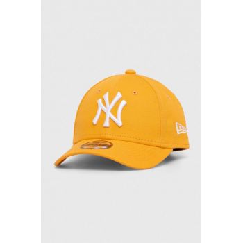 New Era șapcă din bumbac pentru copii NEW YORK YANKEES culoarea portocaliu, cu imprimeu