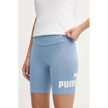 Puma pantaloni scurți femei, culoarea violet, cu imprimeu, high waist, 848347.