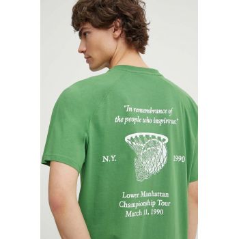 Les Deux tricou din bumbac barbati, culoarea verde, cu imprimeu, LDM101182
