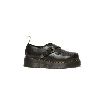 Dr. Martens pantofi de piele Ramsey Quad Monk femei, culoarea negru, cu platforma, DM31680001