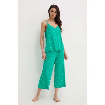 Dkny pijama femei, culoarea verde, YI90010