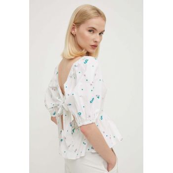 Barbour bluza din bumbac Summer Shop femei, culoarea alb, modelator, LSH1603