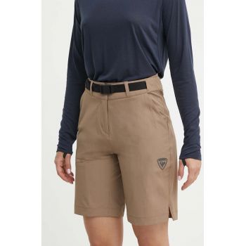 Rossignol pantaloni scurți outdoor culoarea maro, neted, high waist, RLMWP35
