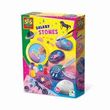 Set de pictat pentru copii cu accesorii incluse - Decoreaza pietre cu tematica Galaxie
