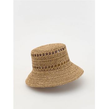 Reserved - Pălărie bucket împletită - galben-pal