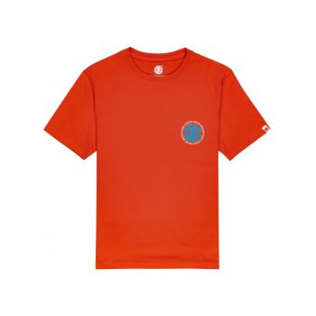 Tricou cu decolteu la baza gatului si imprimeu, portocaliu, barbati, Element