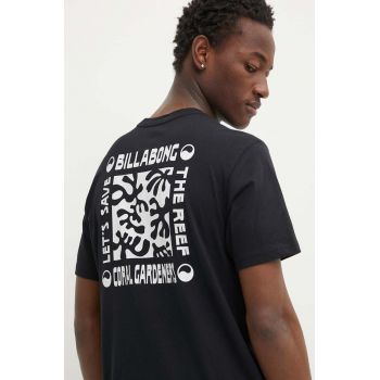 Billabong tricou din bumbac x Coral Gardeners barbati, culoarea negru, cu imprimeu, ABYZT02341