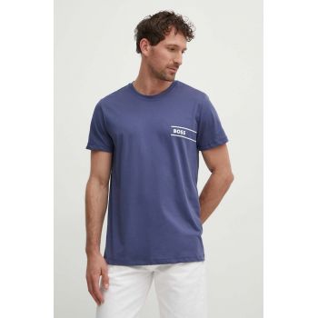 BOSS tricou din bumbac barbati, culoarea albastru marin, cu imprimeu, 50517715