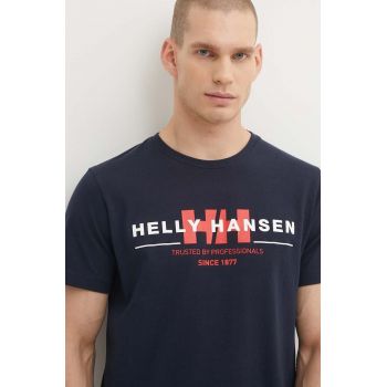 Helly Hansen tricou din bumbac culoarea albastru marin, modelator