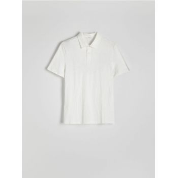 Reserved - Tricou polo regular fit - crem