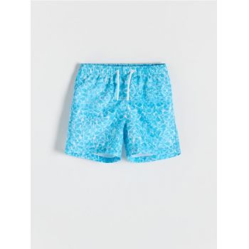 Reserved - Pantaloni scurți de baie cu imprimeu - albastru-deschis