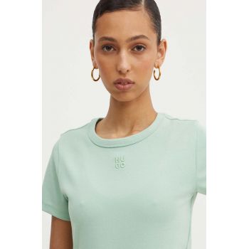 HUGO tricou femei, culoarea verde, 50512002