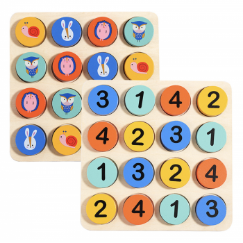 Joc Sudoku cu Animale si numere, din lemn
