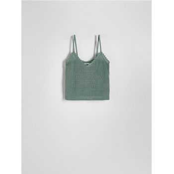 Reserved - Top din tricot - verde-pal