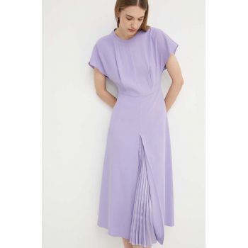 BOSS rochie culoarea violet, midi, evazati, 50518861