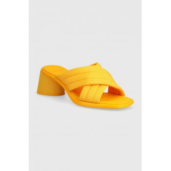 Camper papuci Kiara femei, culoarea galben, cu toc drept, K201540-002