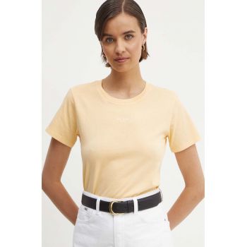 Pepe Jeans tricou din bumbac EMILY femei, culoarea galben, PL505877