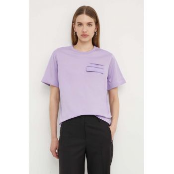 BOSS tricou din bumbac femei, culoarea violet, 50521741