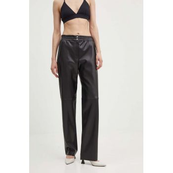 HUGO pantaloni femei, culoarea negru, drept, high waist, 50516876