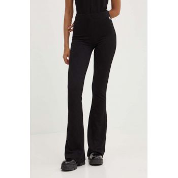 HUGO pantaloni femei, culoarea negru, evazati, high waist, 50517151