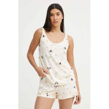 women'secret pijamale de bumbac Mickey culoarea bej, bumbac, 3137654