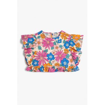 Bluza crop cu imprimeu floral