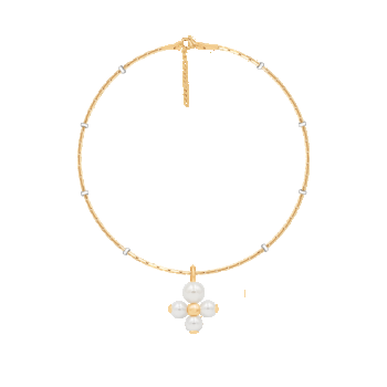 Brățară ajustabilă de 16 cm + extensie de 4 cm, cu pandantiv noroc din perle, set placat cu aur, Lilou