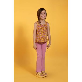 Coccodrillo leggins din bumbac pentru copii culoarea roz, neted