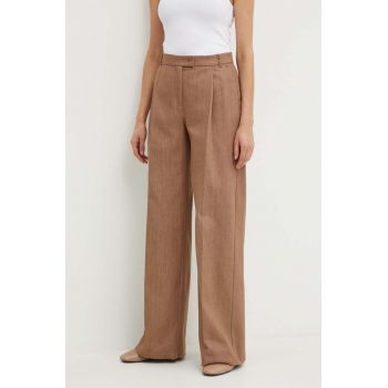 MAX&Co. pantaloni femei, culoarea maro, lat, high waist, 2416131104200 2416130000000