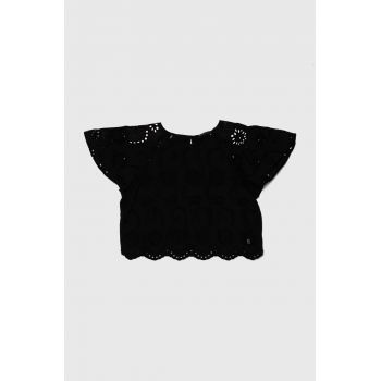 Sisley bluza copii culoarea negru, neted