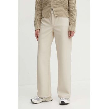 MAX&Co. pantaloni femei, culoarea bej, drept, high waist, 2416781022200
