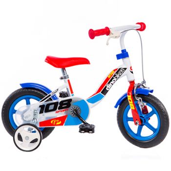 Bicicleta copii cu maner pentru parinti Dino Bikes albastru la reducere