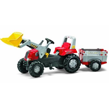 Tractor cu pedale Rolly Toys Junior cu remorca si cupa de firma originala