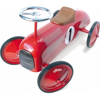 Masina pentru copii fara pedale Vilac metal rosie cu design retro si roti din cauciuc, de la 18 luni